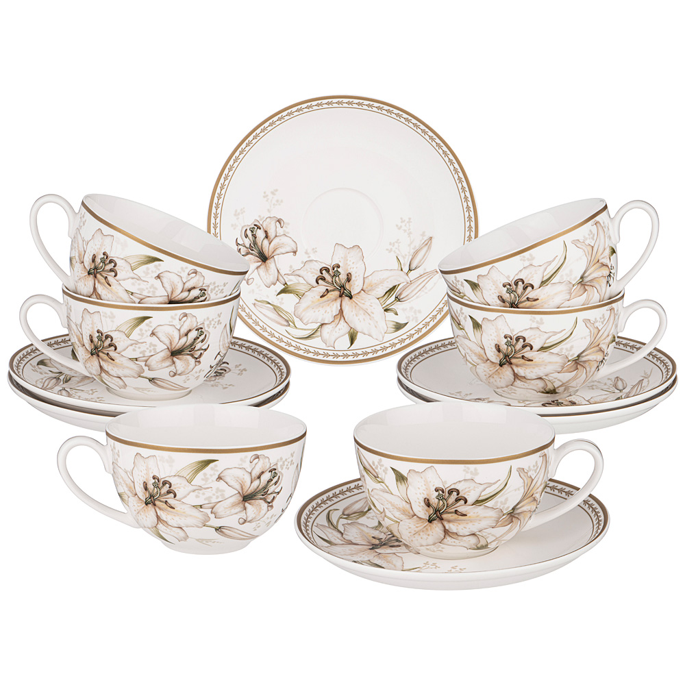 чайный набор lefard lilies на 6 пер. 12 пр. 280 мл 590-269