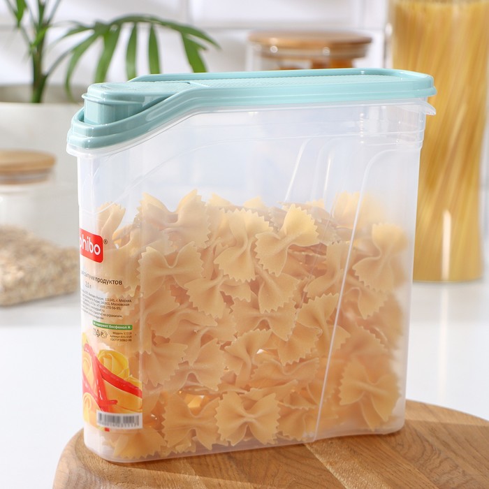Ёмкость для сыпучих продуктов, phibo, 2 л, прозрачная, крышка микс 1066990