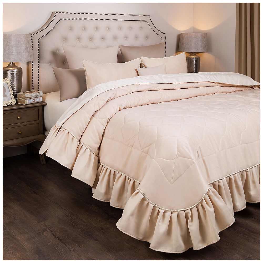 комплект на кровать из покрывала и 2-х нав барокко 250х230,50х70-2шт,крем, 100 проц пэ 850-903-56