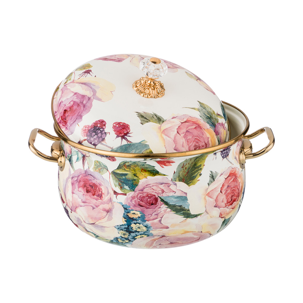кастрюля эмалированная agness с крышкой, серия винтаж, 2,8л, диаметр 18см 950-022