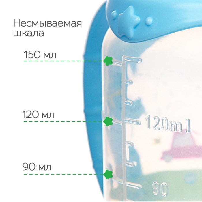 Бутылочка для кормления с ручками «Сыночек», классическое горло, 150 мл., от 0 мес., цвет голубой 2969851