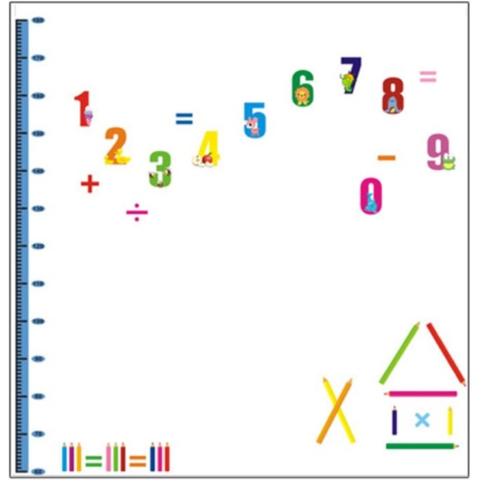 Наклейка пластик интерьерная цветная ростомер Весёлые задачки 50x70 см 9901612