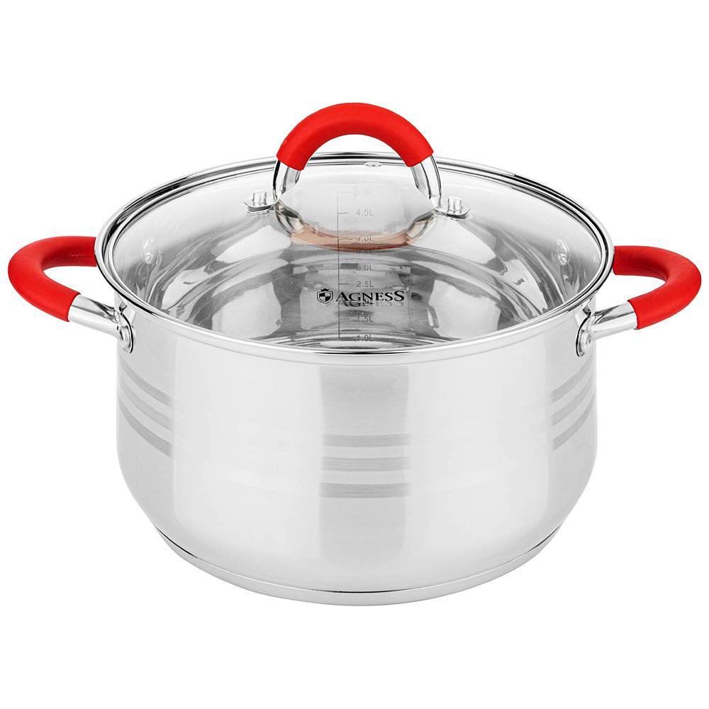 кастрюля agness со стекл. крышкой серия classic 4,6 л. 22х13,5 см 937-423