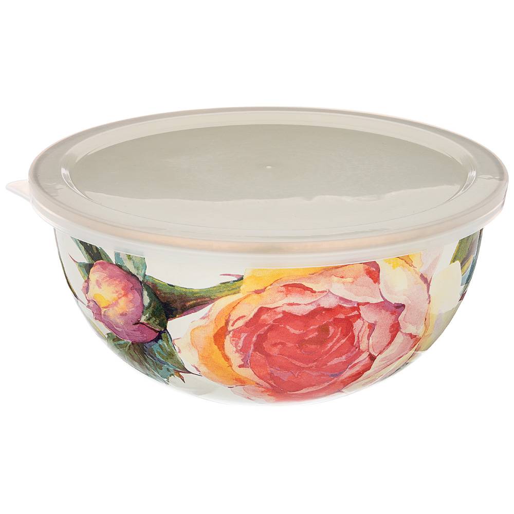 миска эмалированная с пластиковой крышкой, серия винтаж, 24 х 10,5 см/ 2,8л 950-043