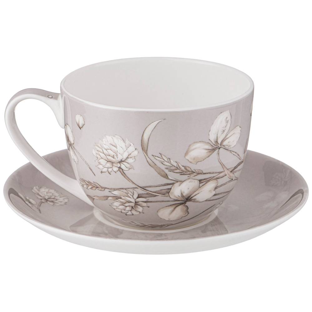 чайная пара lefard white flower 330 мл серая 415-2136