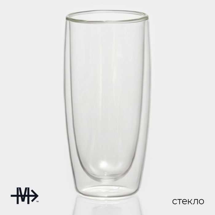 Стакан стеклянный с двойными стенками Magistro «Поль. Дуо», 350 мл, 7,3x15 см 3600756