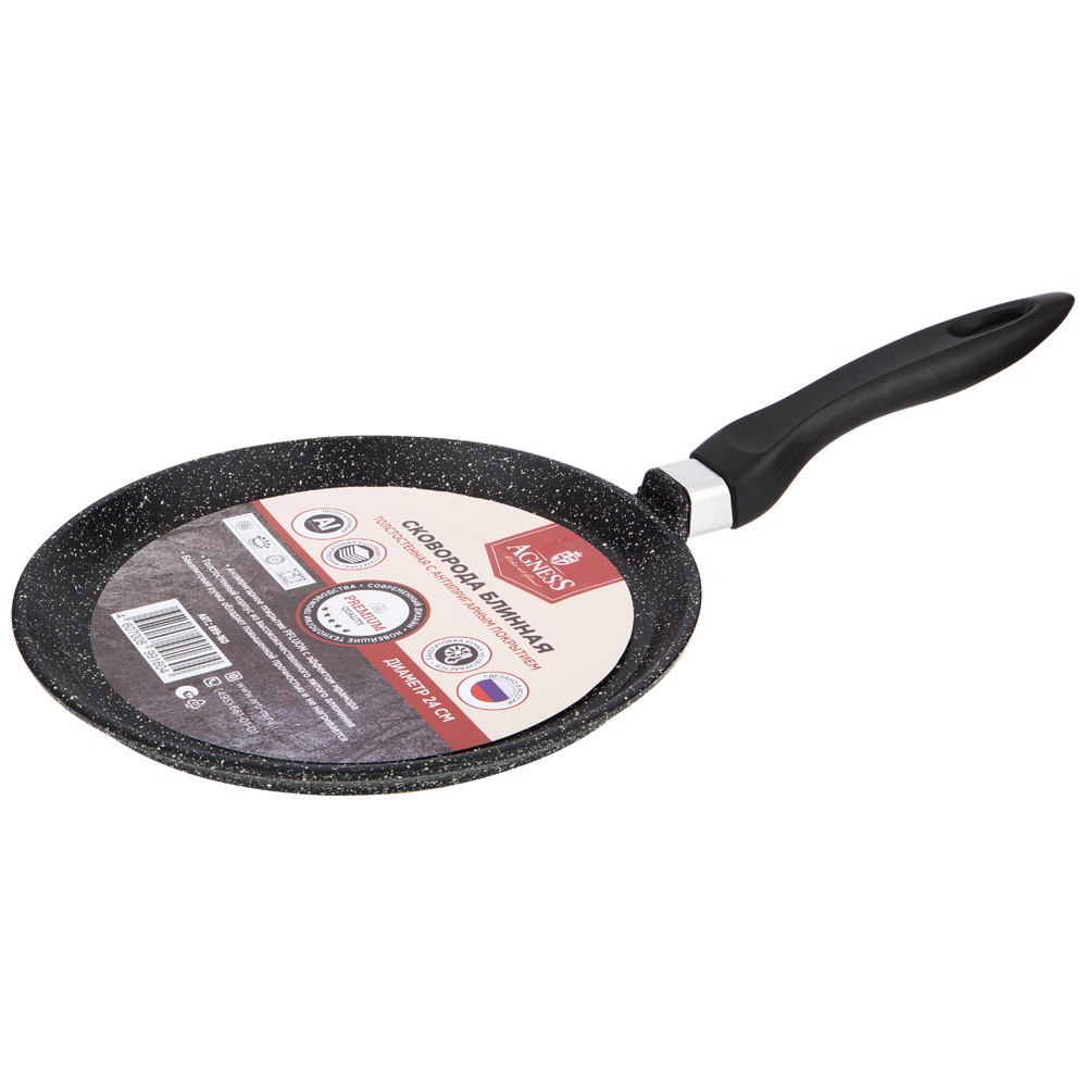 сковорода блинная agness midnight диаметр 24 см 899-160