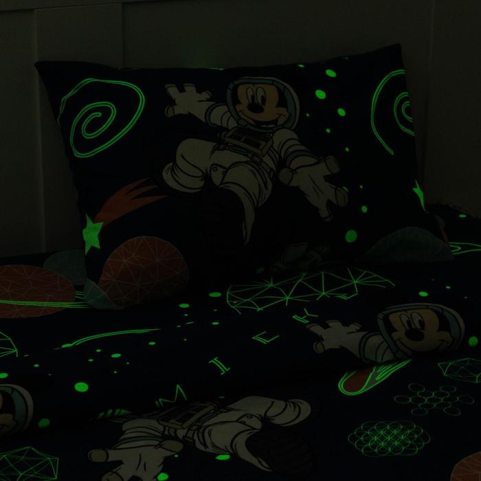 Постельное бельё 1,5 сп Neon Series, Mickey, Микки Маус, 143*215 см, 150*214 см, 50*70 см -1 шт, светится в темноте 4948399