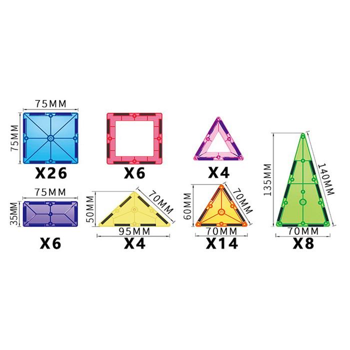 Конструктор магнитный «Геометрические фигуры», 68 деталей 6997778