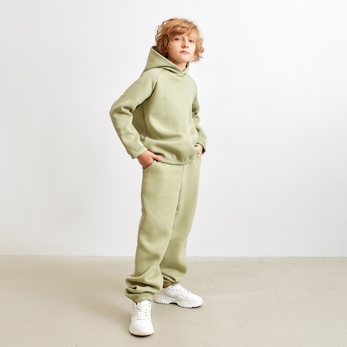Брюки детские MINAKU: Basic Line KIDS цвет оливковый, рост 152 7011808
