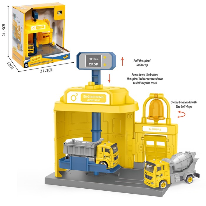 Парковка «Строительный лифт», с подъёмом, машинка опускается с кнопки, звонит колокол, МИКС 9666980