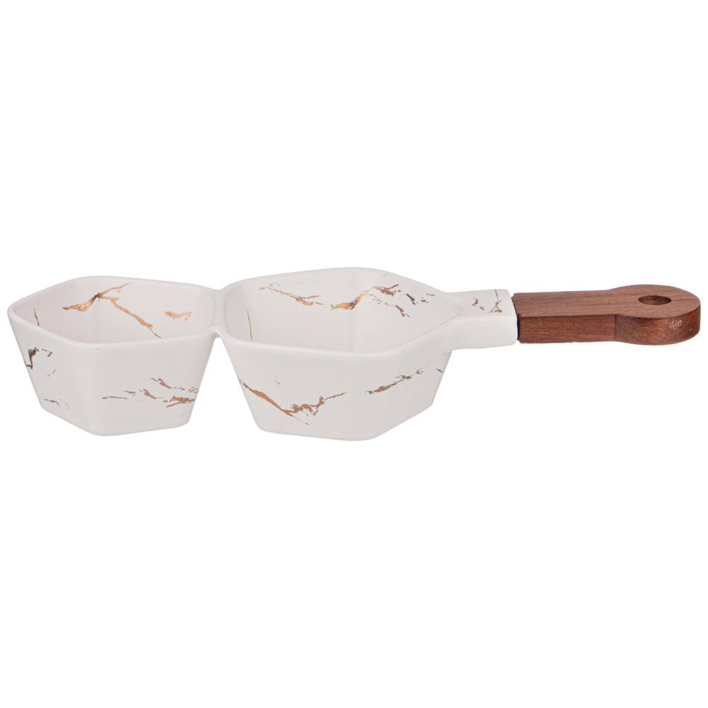 менажница с деревянной ручкой коллекция золотой мрамор цвет:white32х12,5х5 см 412-191
