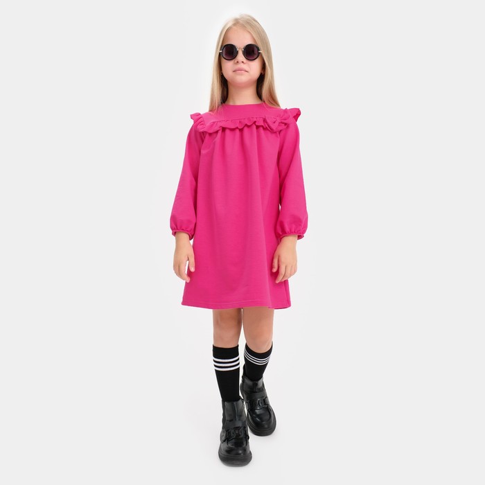 Платье для девочки с рюшей KAFTAN Basic line, размер 34 (122-128), цвет фуксия 9071345