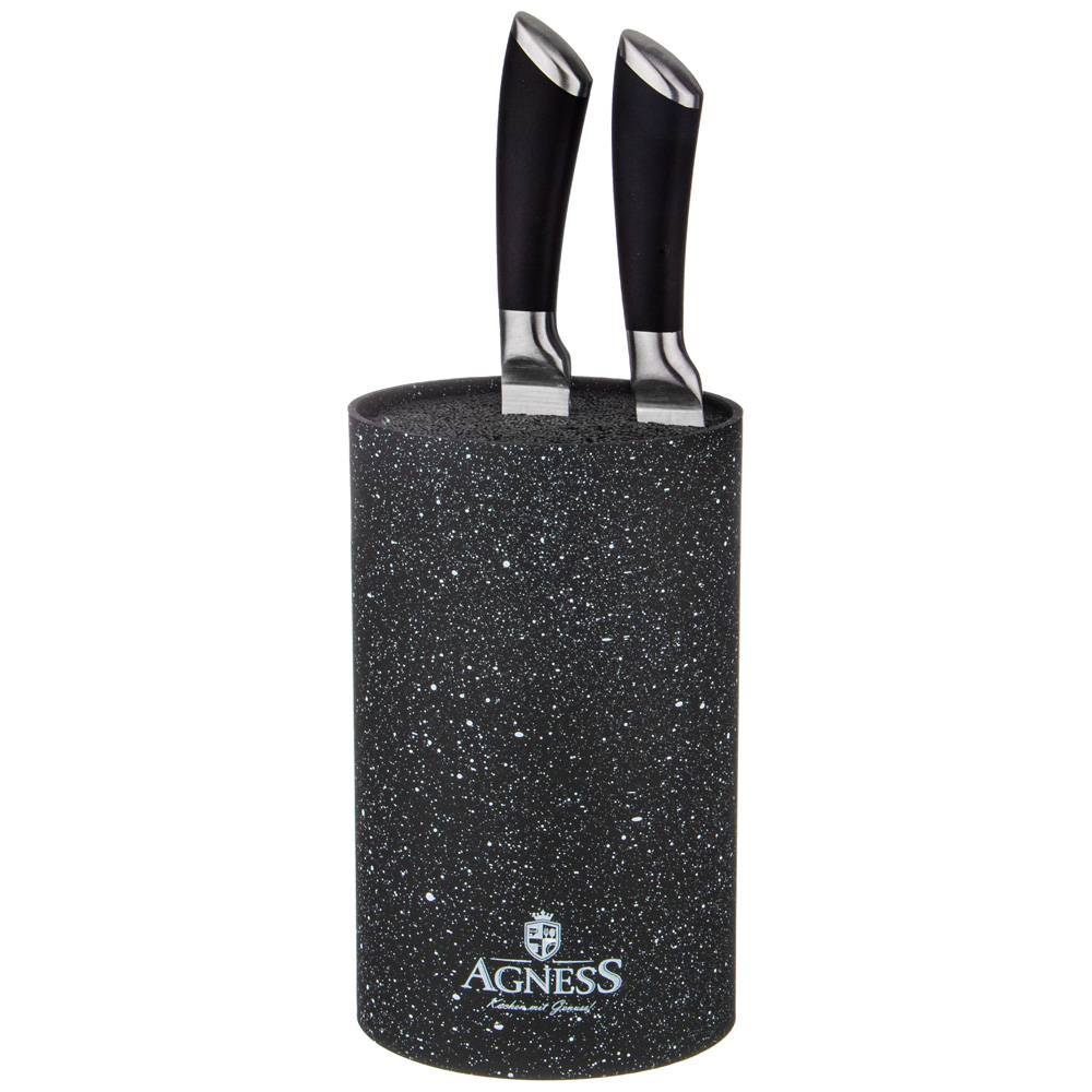 подставка для ножей agness black marble универсальная,11х18см 911-688