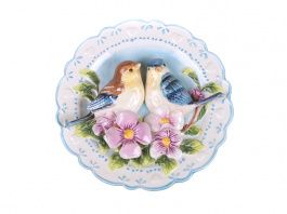 тарелка настенная декоративная птицы на шиповнике диаметр 20 см высота 4 см 59-060