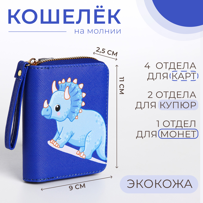 Кошелёк детский на молнии, цвет синий 9865717