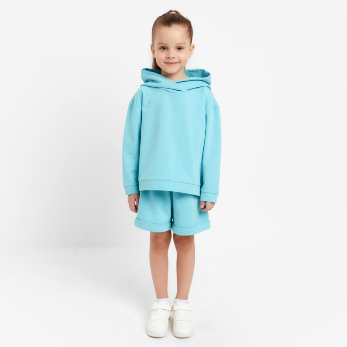 Костюм детский (толстовка, шорты) KAFTAN Basic line, рост 122-128, бирюзовый меланж 7599313