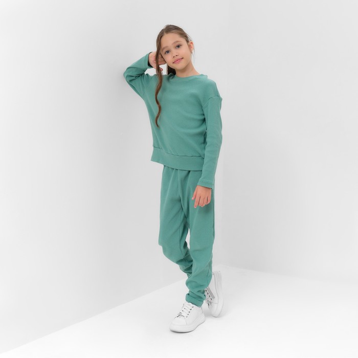 Костюм для девочки (свитшот, брюки) MINAKU цвет оливы, рост 134 см 9549261