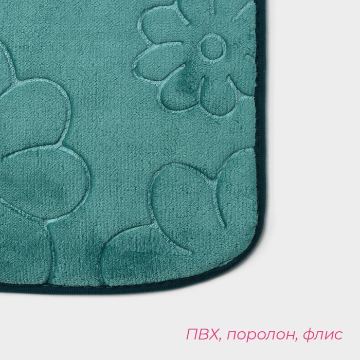 Коврики для ванной и туалета Доляна «Поле», 2 шт: 39x50 см, 50x80 см, цвет зелёный 4280845