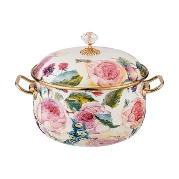 кастрюля эмалированная agness с крышкой, серия винтаж, 2,8л, диаметр 18см 950-022