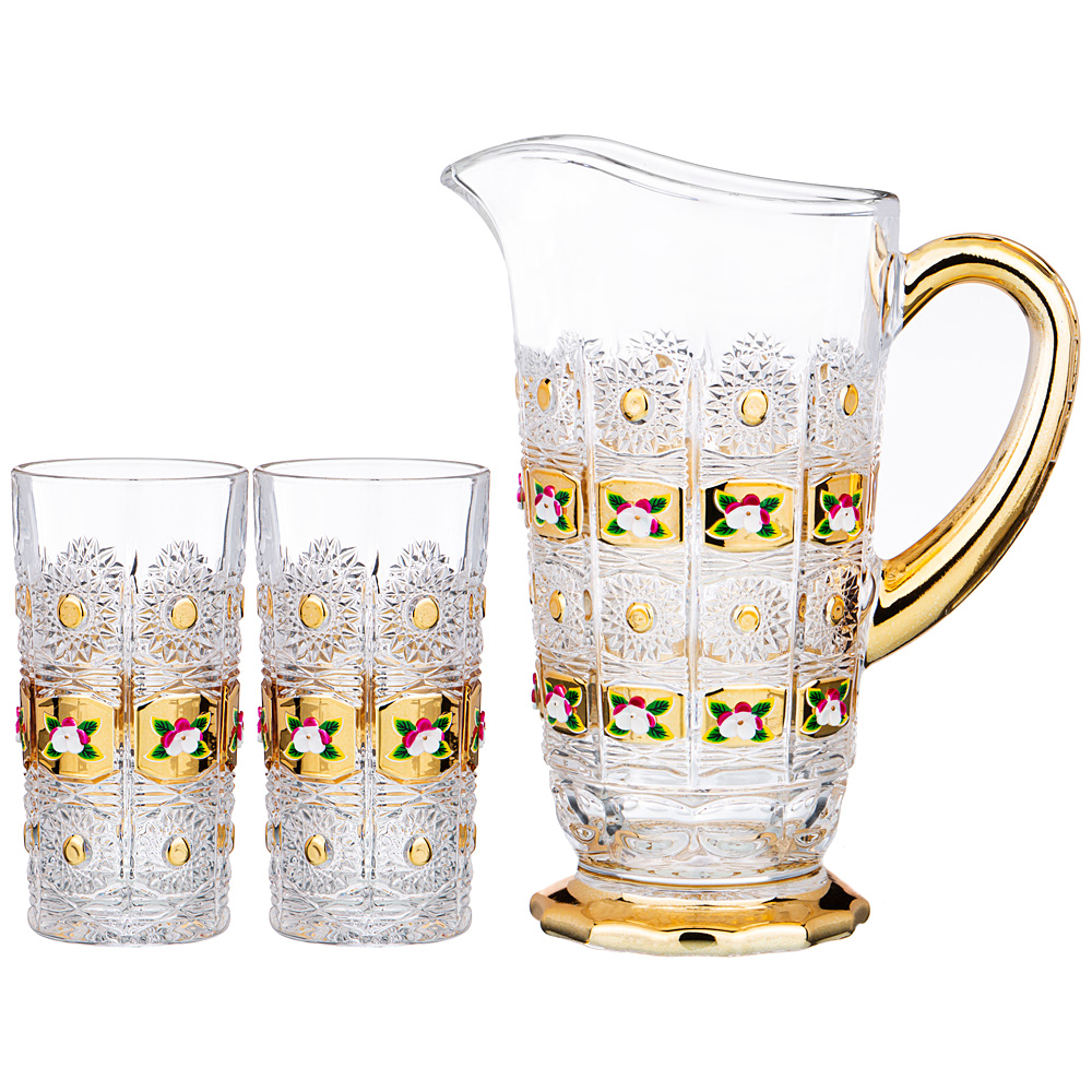 набор для воды/сока lefard gold glass 3пр.: кувшин , 2 стакана 1400/400 мл 195-160