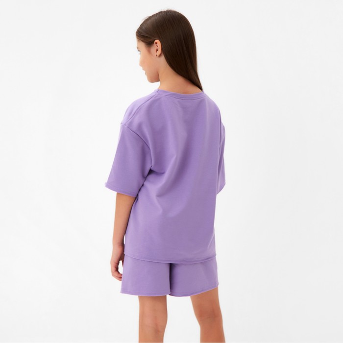 Костюм детский (футболка, шорты) MINAKU: Casual Collection цвет лиловый, рост 134 см 9846426