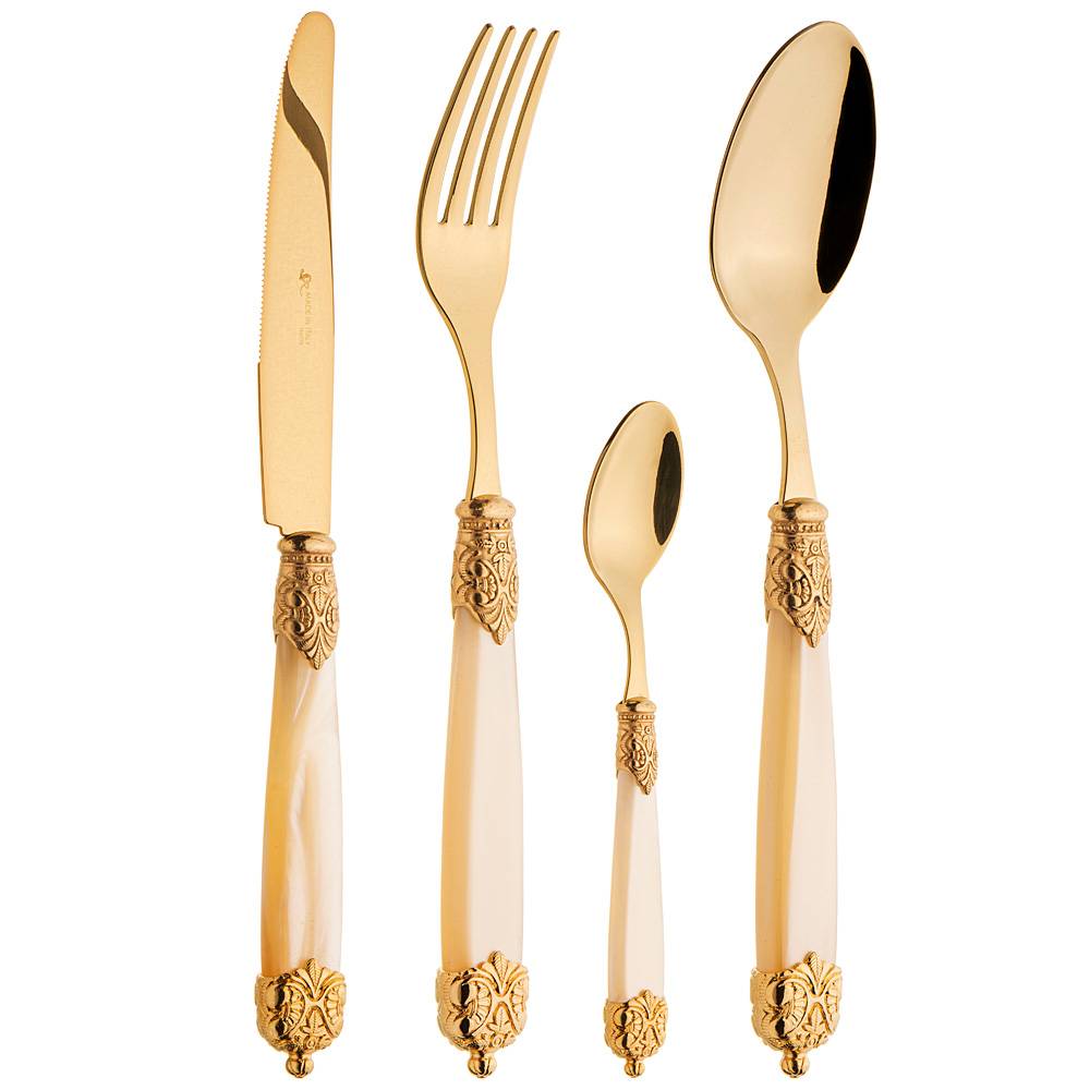 набор столовых приборов mirage gold ivory pearl на 6 персон 24 пр. 638-028