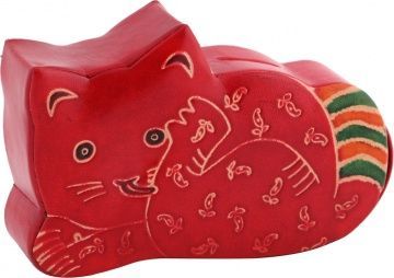 копилка кожаная кошка 15х10 см 872-004