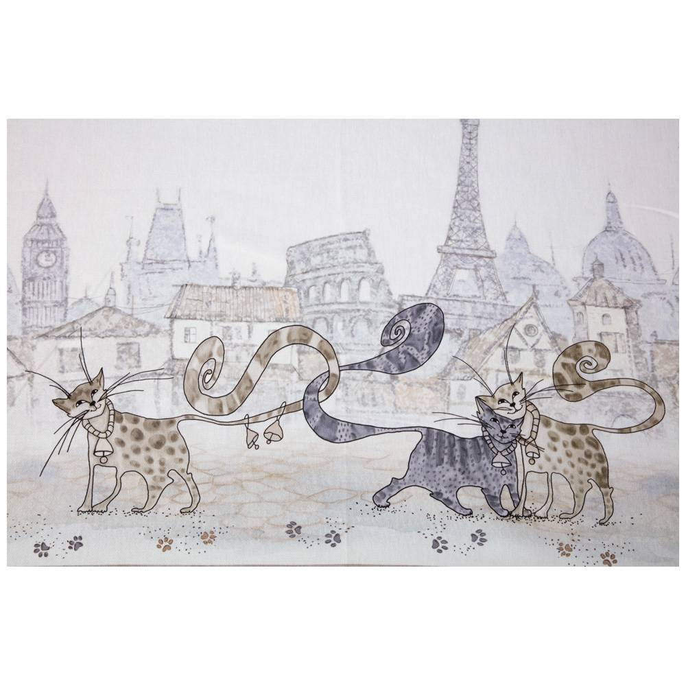 скатерть котики 140х180 ,белый, 100 проц хлопок, твил 850-715-23