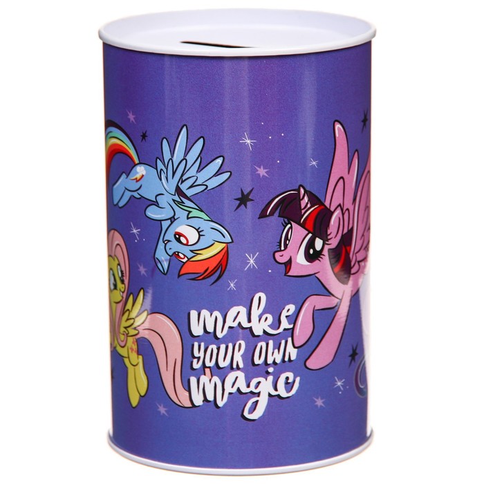 Копилка металлическая, 6,5 см х 6,5 см х 12 см Make your own magic, My Little Pony 5187385