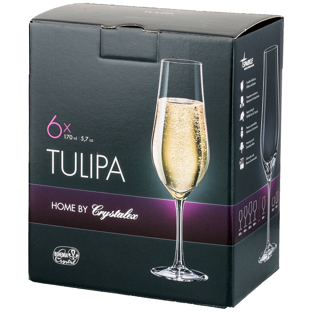 набор бокалов для шампанского 170ml из 6 штук tulipa высота 23 см 674-761