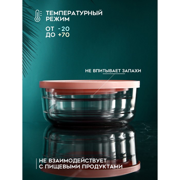 Набор контейнеров «Дена», 1500 мл, 800 мл, 400 мл, стекло, Иран 9244634