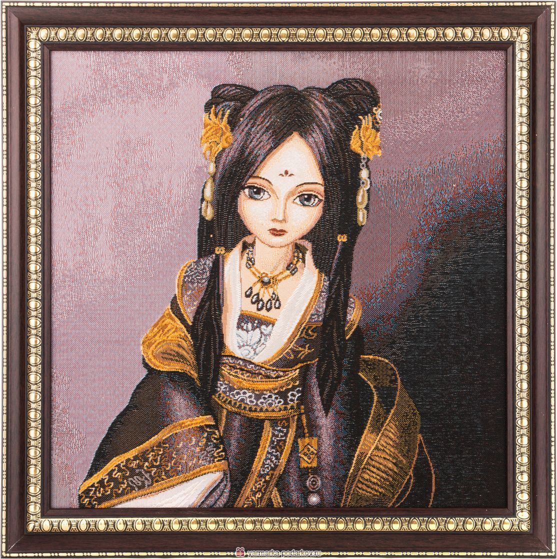 гобеленовая картина гейша 53х53 см 404-020-27 гобелены материал ткань/полистоун производства россия, купить с доставкой по низкой цене за 1100 руб.