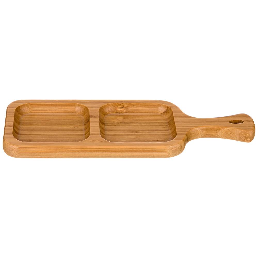 блюдо деревянное lefard native 2 секции с ручкой 28х10,5х2 см 587-161