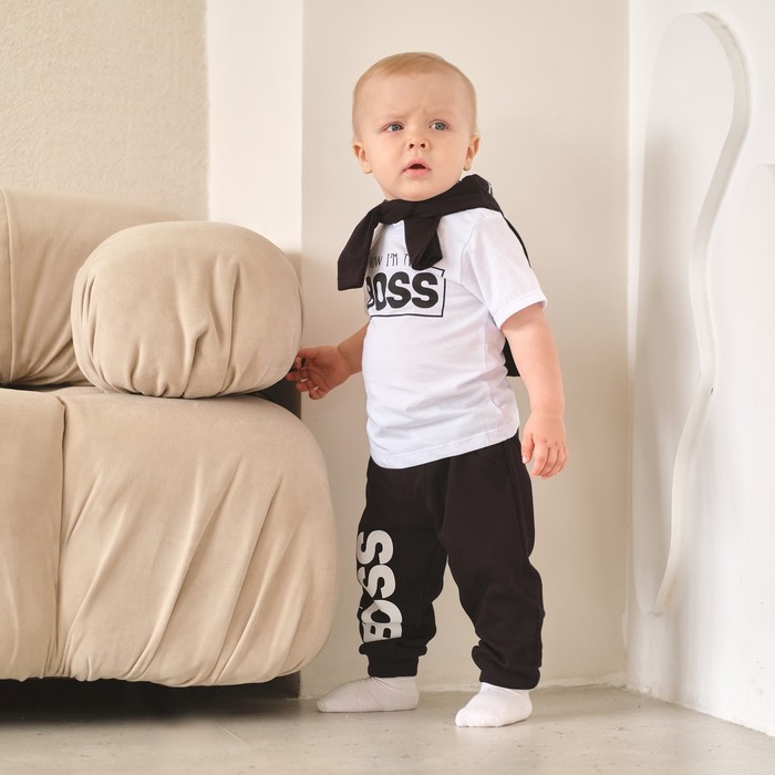 Штанишки детские Крошка Я Little Boss, рост 62-68 см, цвет чёрный 9096435