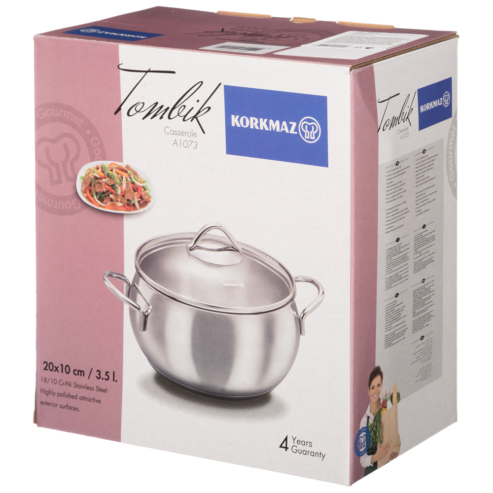 кастрюля korkmaz tombik со стекл. крышкой 20х10см / 3,5л 902-010