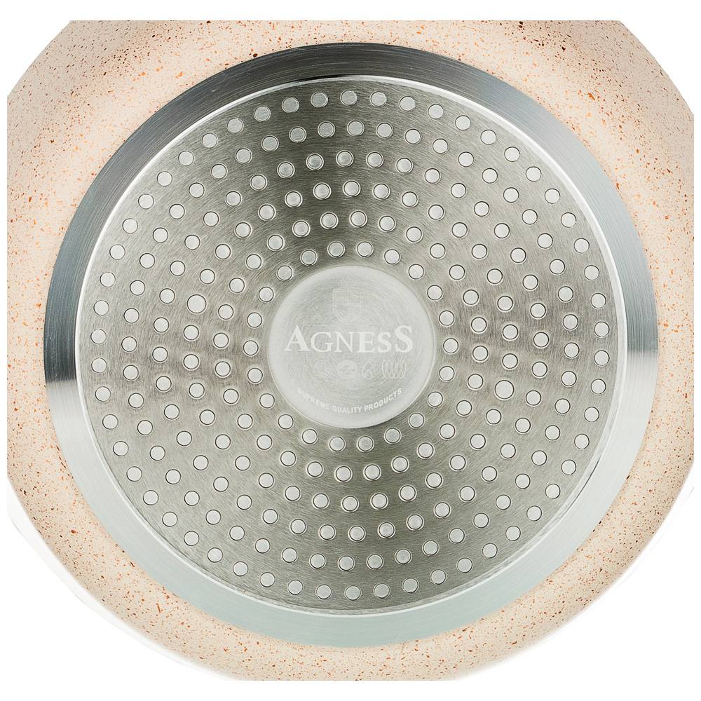 сковорода agness глубокая с антипригарным мраморным покрытием, серия granite, 24х6,1см 952-018