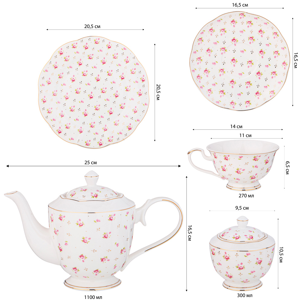 чайный сервиз lefard sonnet in roses на 6 пер. 20 пр. 1100/300/270 мл/20,5 см 275-1258