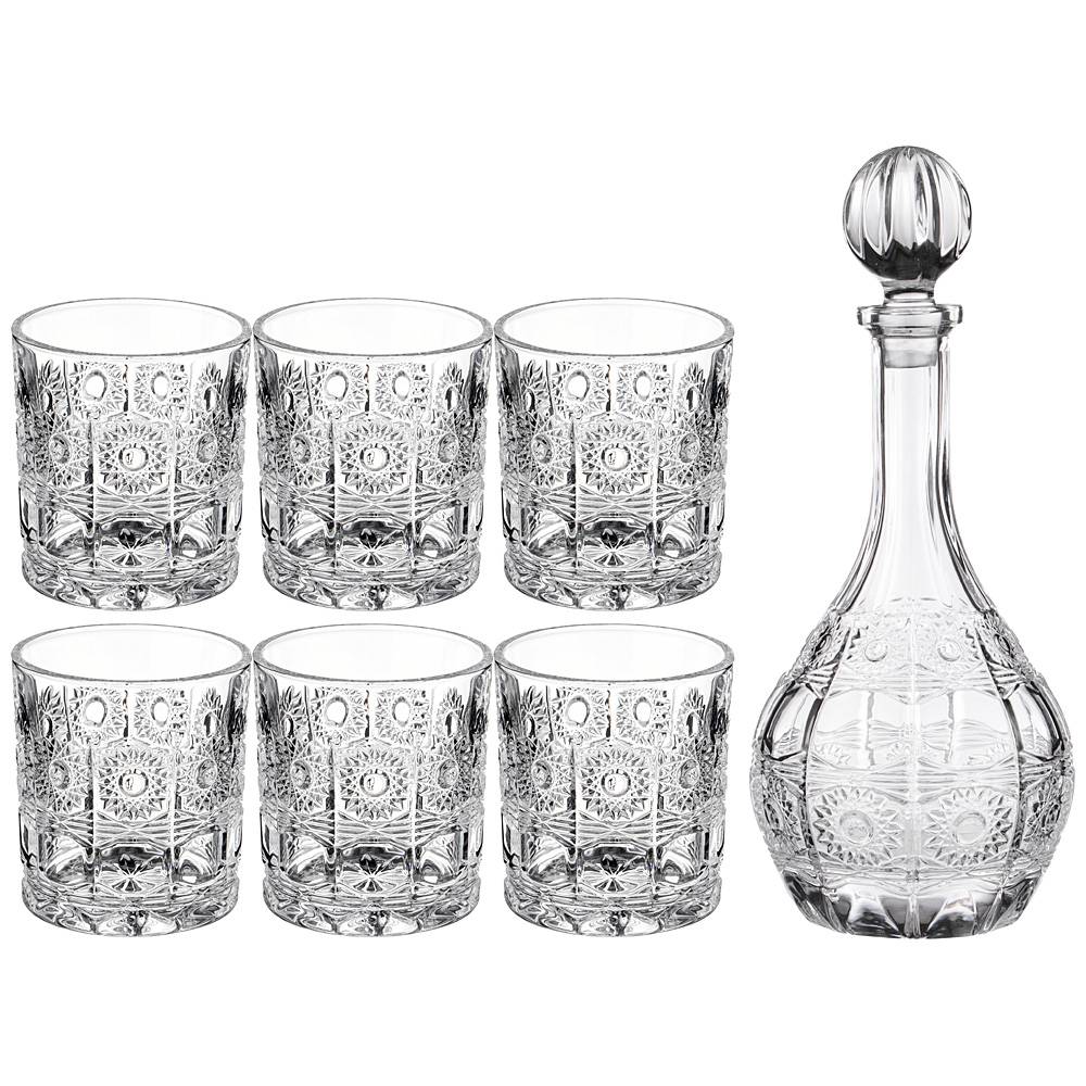 набор для виски muza crystal 7пр.: штоф , 6 стаканов 950/300 мл 195-187