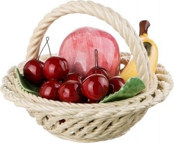 изделие декоративное корзина с фруктами яблоко и банан диаметр 19 см высота 16 см 335-093