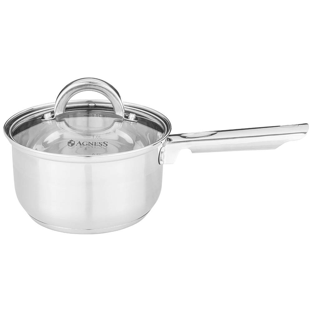 ковш agness со стекл.крышкой серия classic 1,7 л. 16х9,5 см 937-405