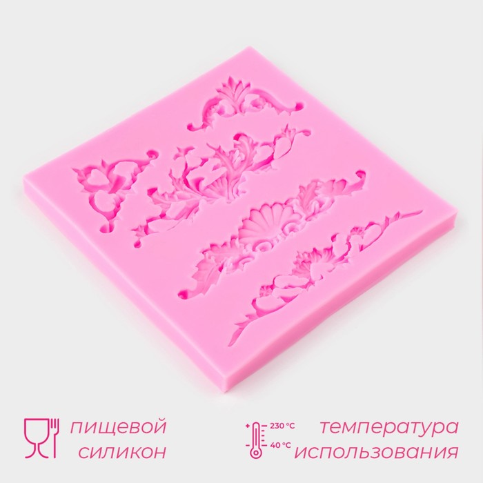 Молд Доляна «Вензеля, лепнина», силикон, 10,5x10,5x0,7 см, цвет МИКС 3624607