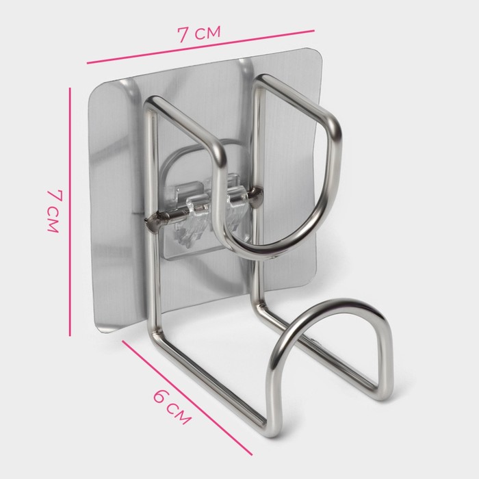 Держатель универсальный на липучке, 7x6x7 см, цвет хром 5516645