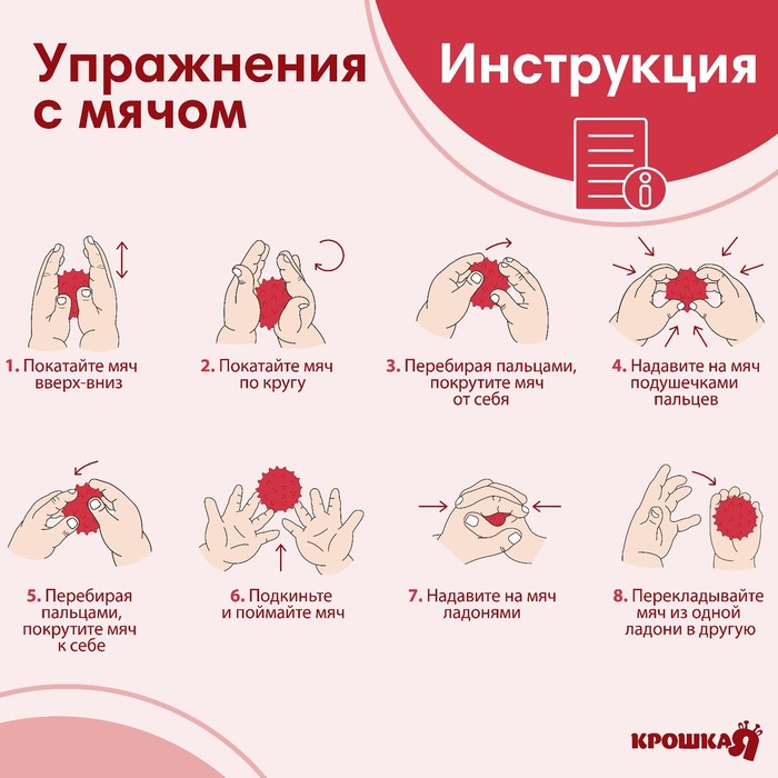 Мяч массажный ?5 см, цвет красный, Крошка Я 4386065