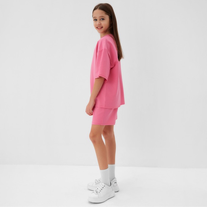 Костюм детский (футболка, шорты) MINAKU: Casual Collection цвет розовый, рост 134 см 9846436