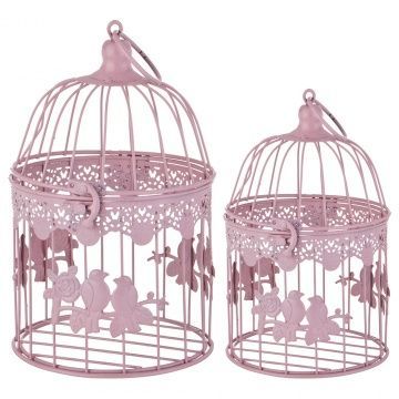 набор клеток для птиц декоративных из 2-х шт l:15х15х24,s:12х12х19 см 123-226