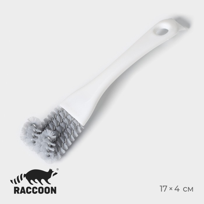 Щётка для чистки посуды и решёток-гриль Raccoon, 17x4 см, цвет белый 9214536