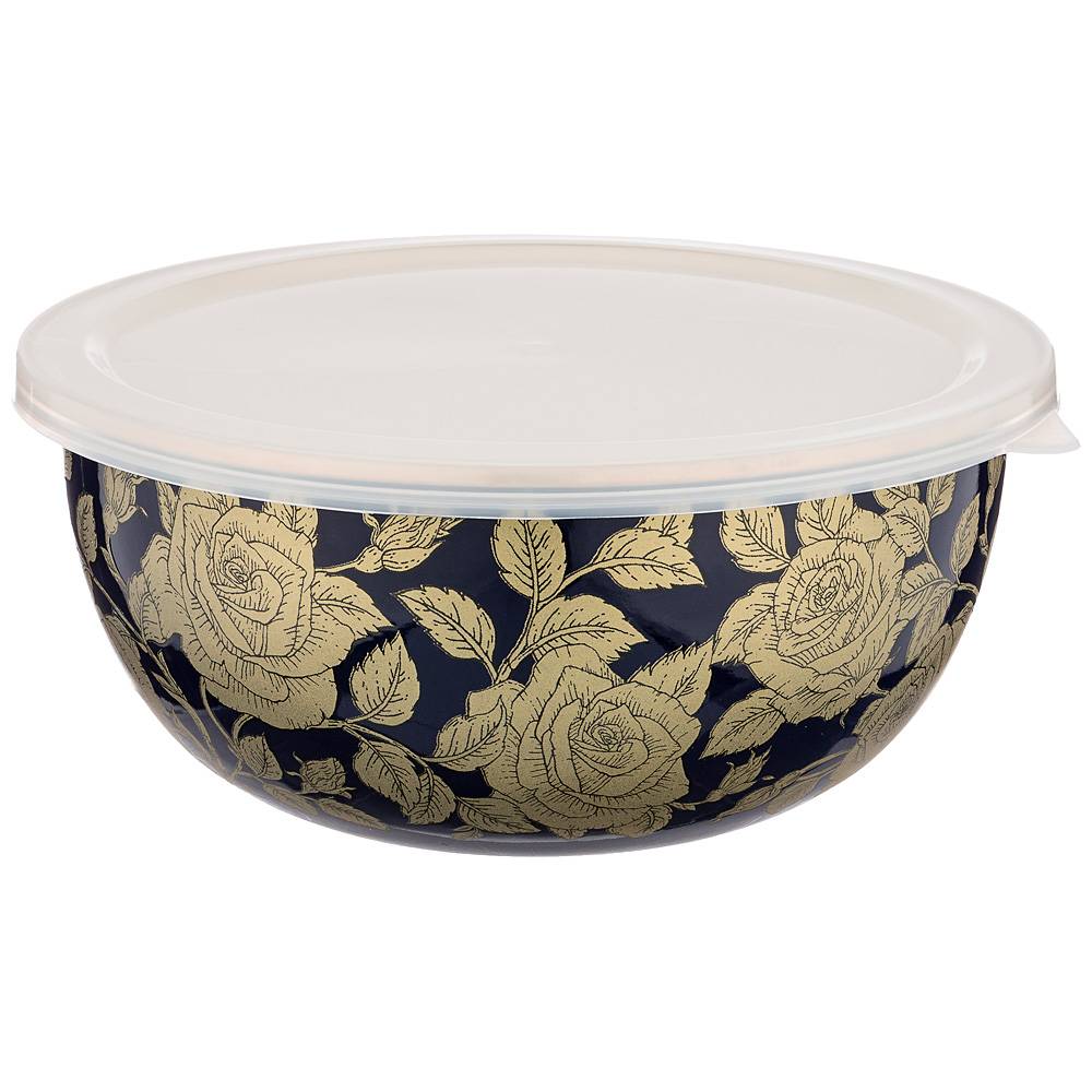 миска эмалированная с пластик.крышкой, серия ренессанс 24х10,5см, 2,8л 950-188