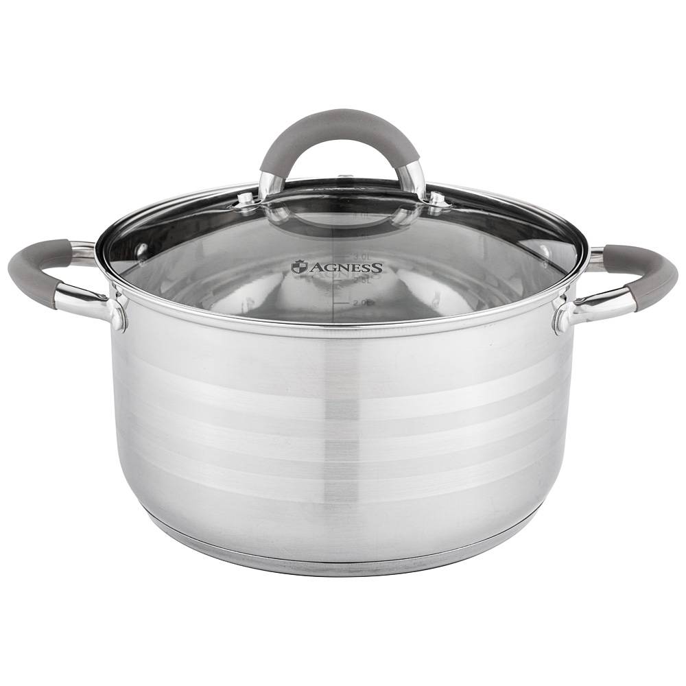 кастрюля agness classic со стеклянной крышкой 4,3 л. 22x12,5 см 914-228