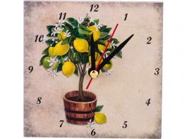 часы лимонное дерево 10х10 см 354-1285